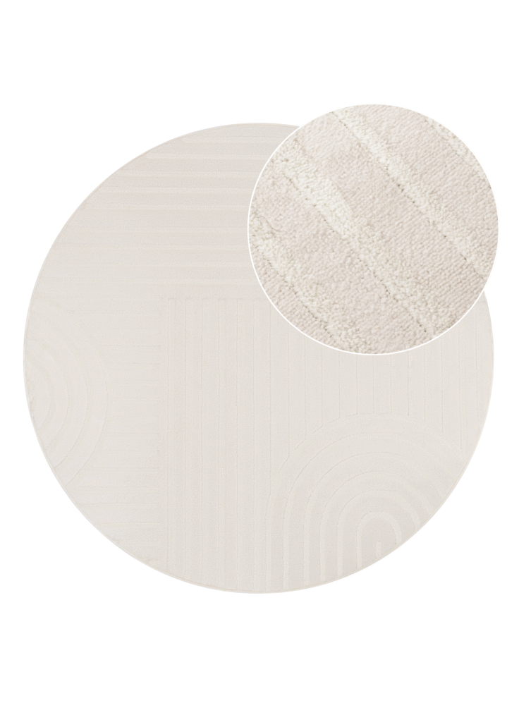 Covor Hygge Rotund Alb Murdar Geometric