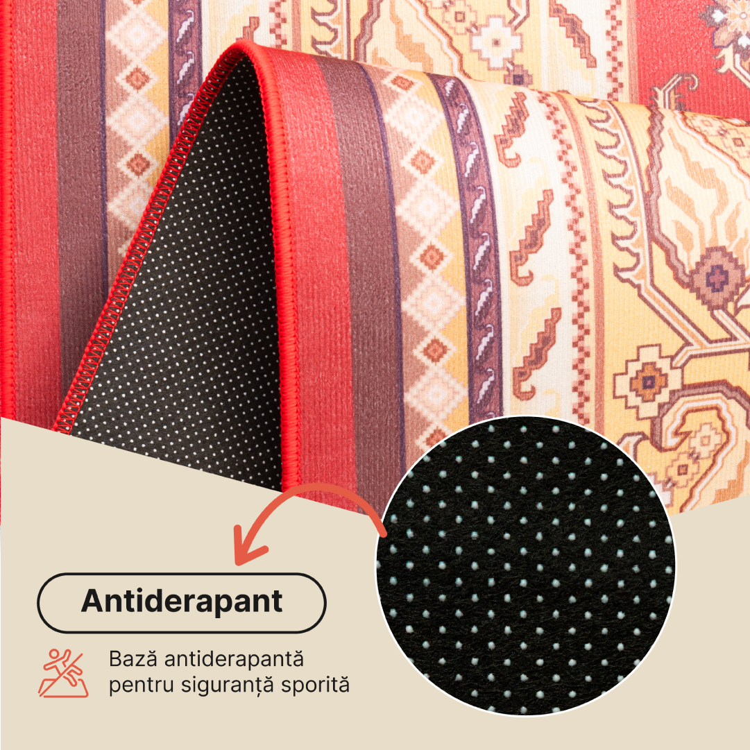 Covor Nora Roșu Clasic Antiderapant