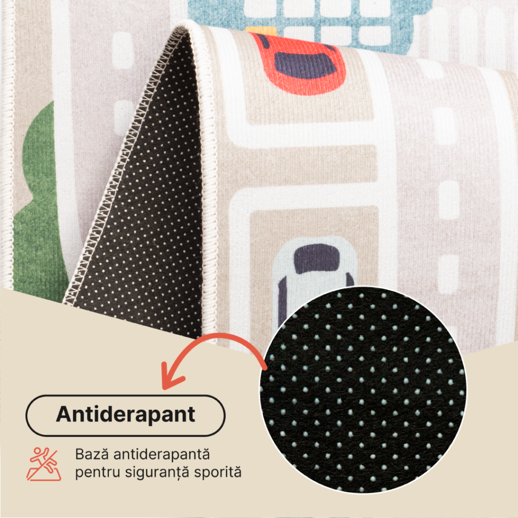 Covor pentru copii Joy Bej Oraș Antiderapant
