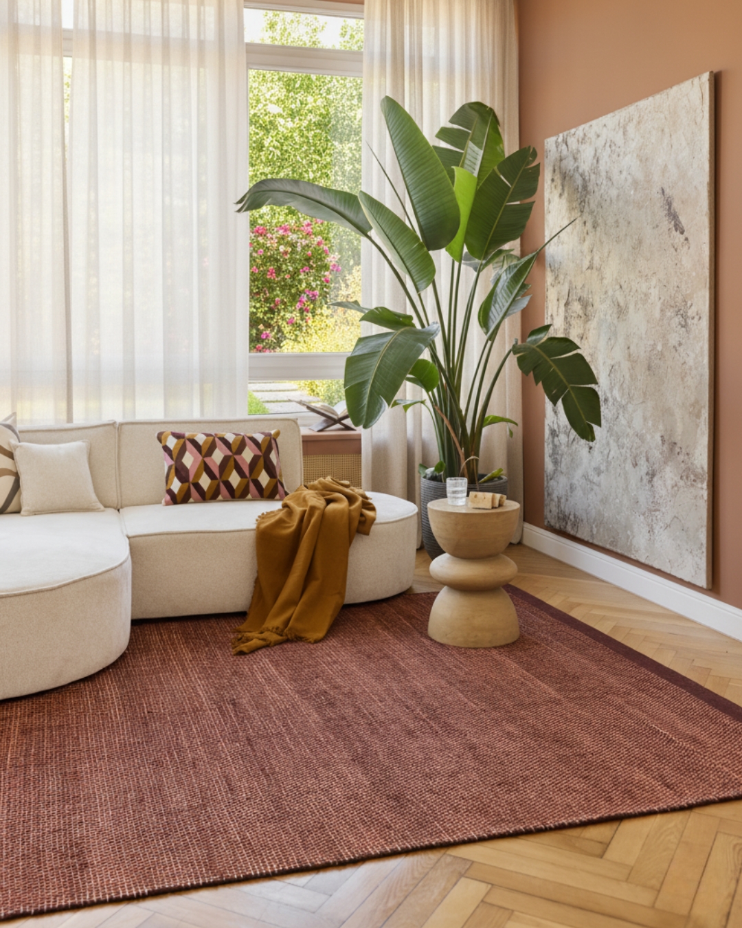 Covor Lână Loni Maro Închis