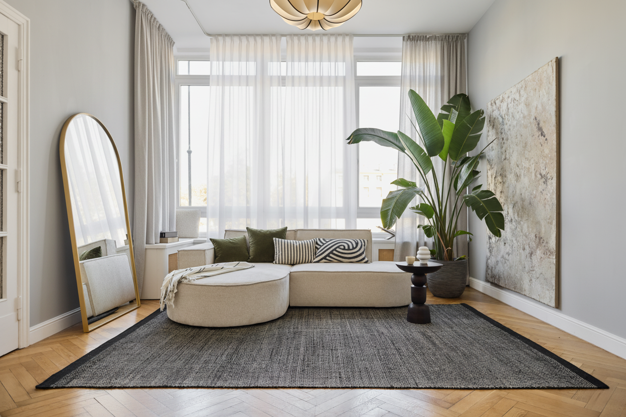 Covor Lână Loni Negru