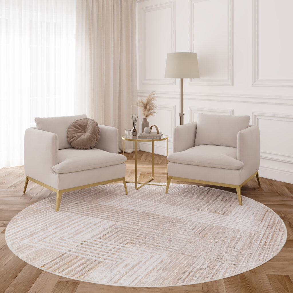Covor Crystal Rotund Bej Maro Crem Dungi