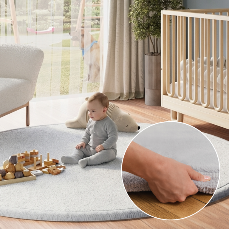 Covor pentru copii Fluffin Rotund Gri Deschis