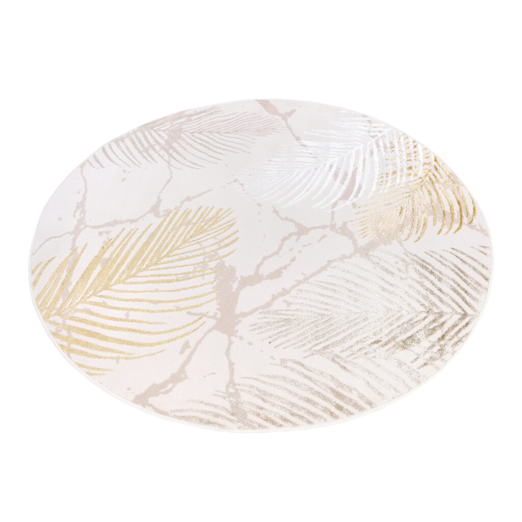 Covor Crystal Rotund Auriu Maro Crem Frunze