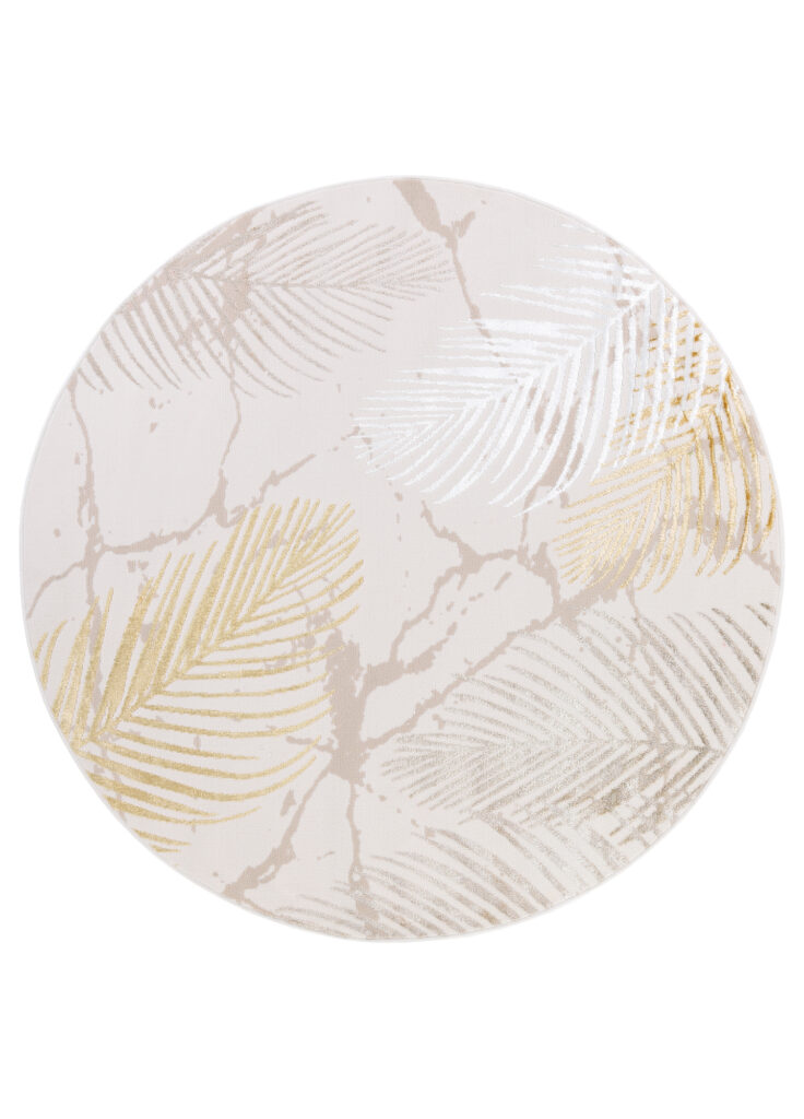 Covor Crystal Rotund Auriu Maro Crem Frunze