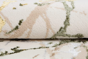 Covor Crystal Rotund Verde Crem Abstract Marmură