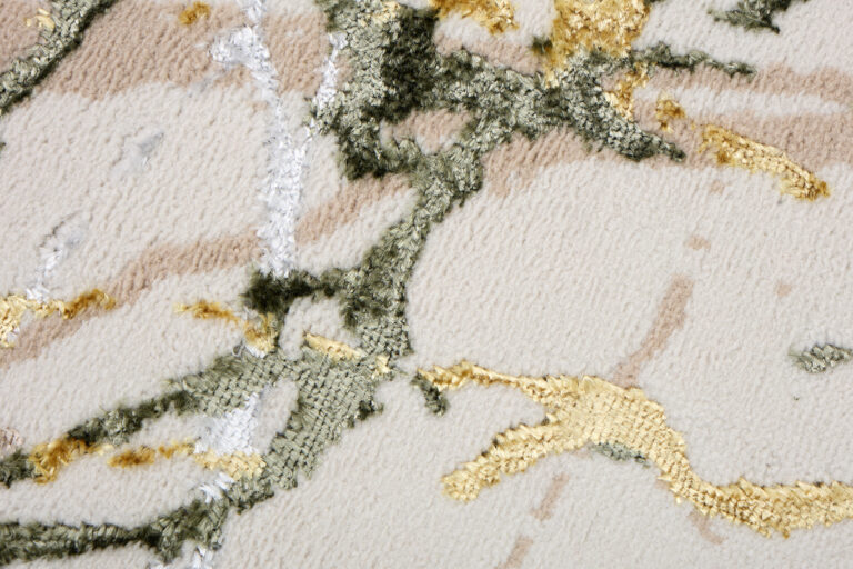 Covor Crystal Rotund Verde Crem Abstract Marmură