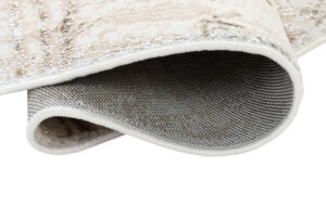 Covor Crystal Rotund Crem Maro Efect de Uzură Linii