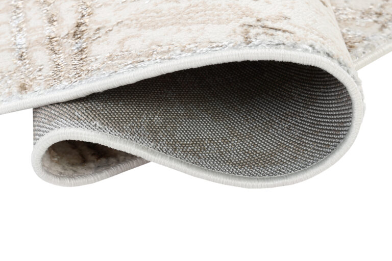 Covor Crystal Rotund Crem Maro Efect de Uzură Linii