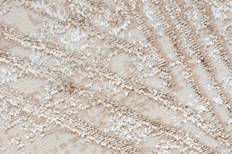 Covor Crystal Rotund Crem Maro Efect de Uzură Linii