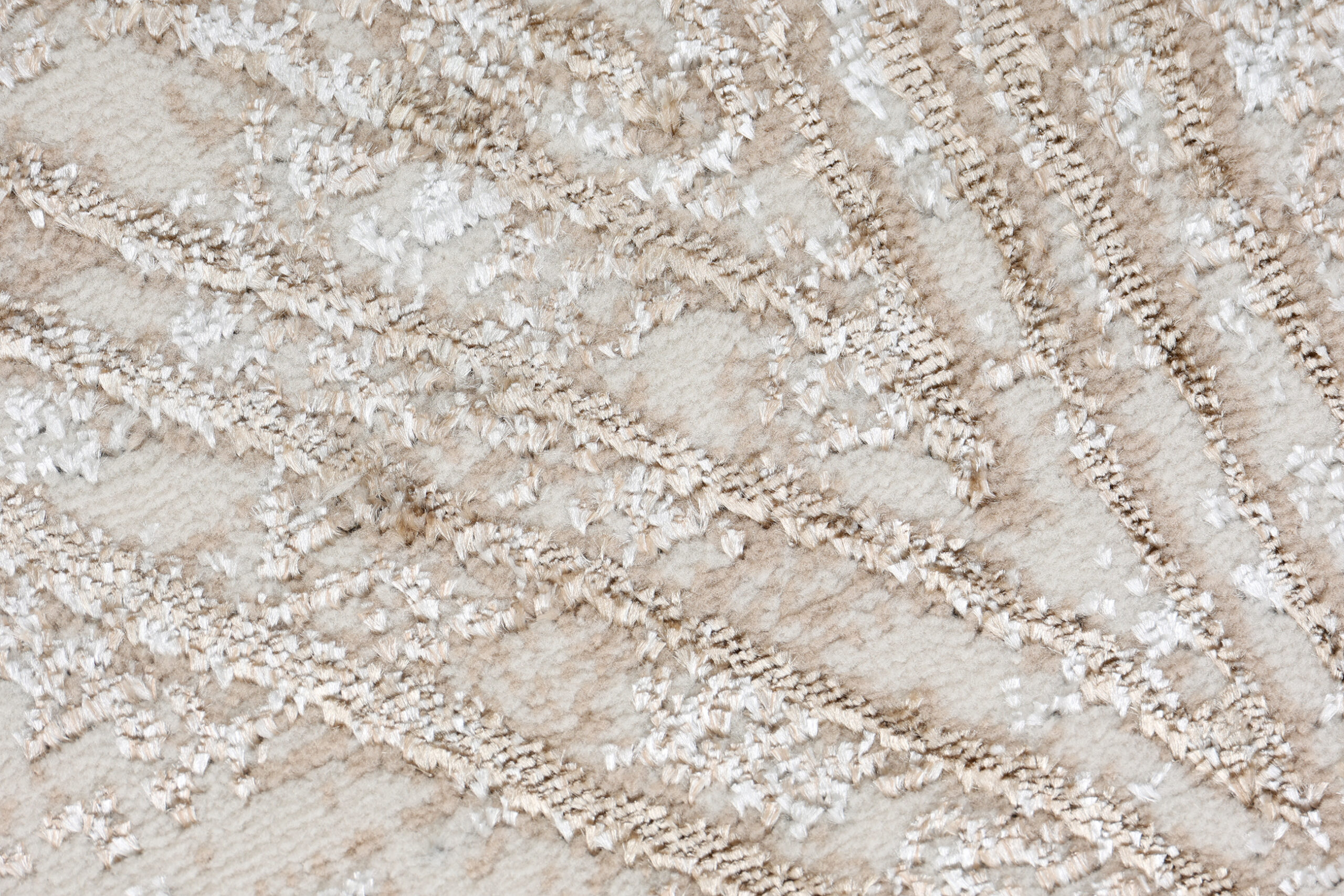 Covor Crystal Rotund Crem Maro Efect de Uzură Linii