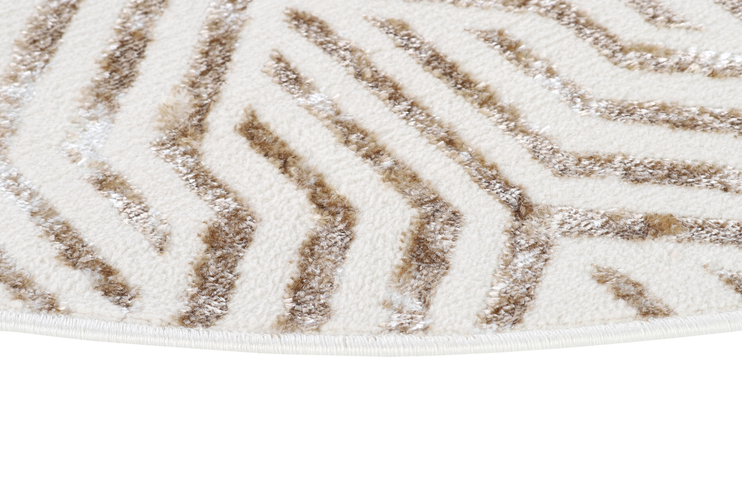 Covor Crystal Rotund Maro Crem Bej Linii