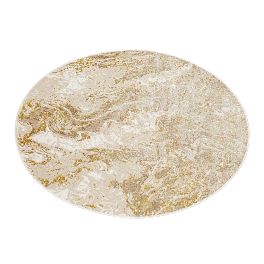 Covor Crystal Rotund Bej Auriu Crem Marmură