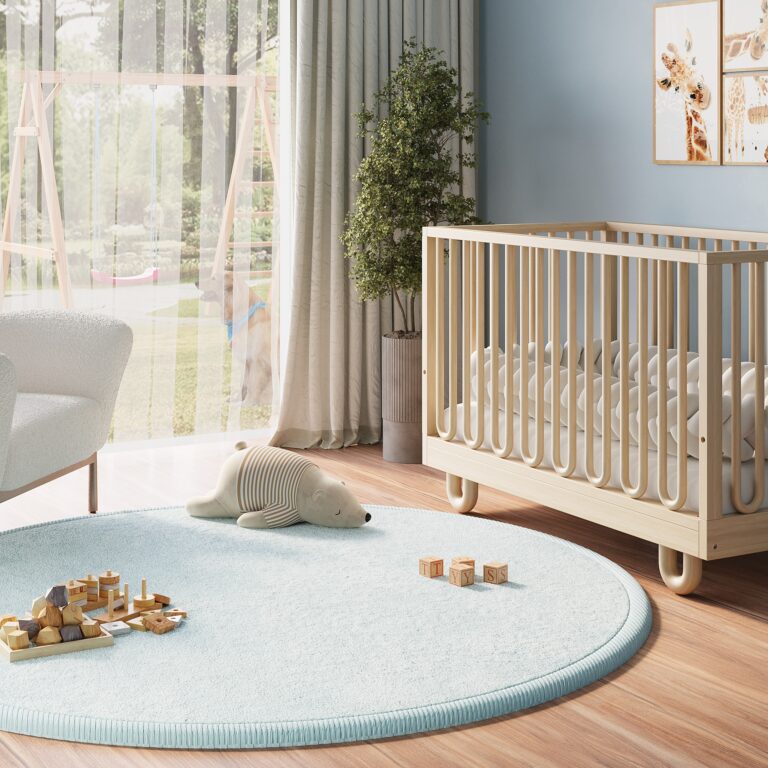 Covor pentru copii Fluffin Rotund Albastru