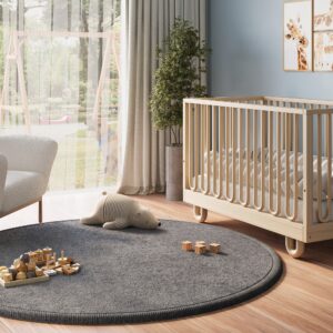 Covor pentru copii Fluffin Rotund Gri Închis