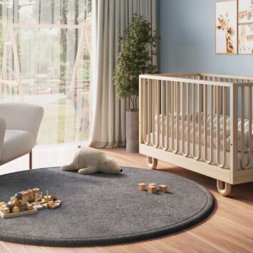 Covor pentru copii Fluffin Rotund Gri Închis