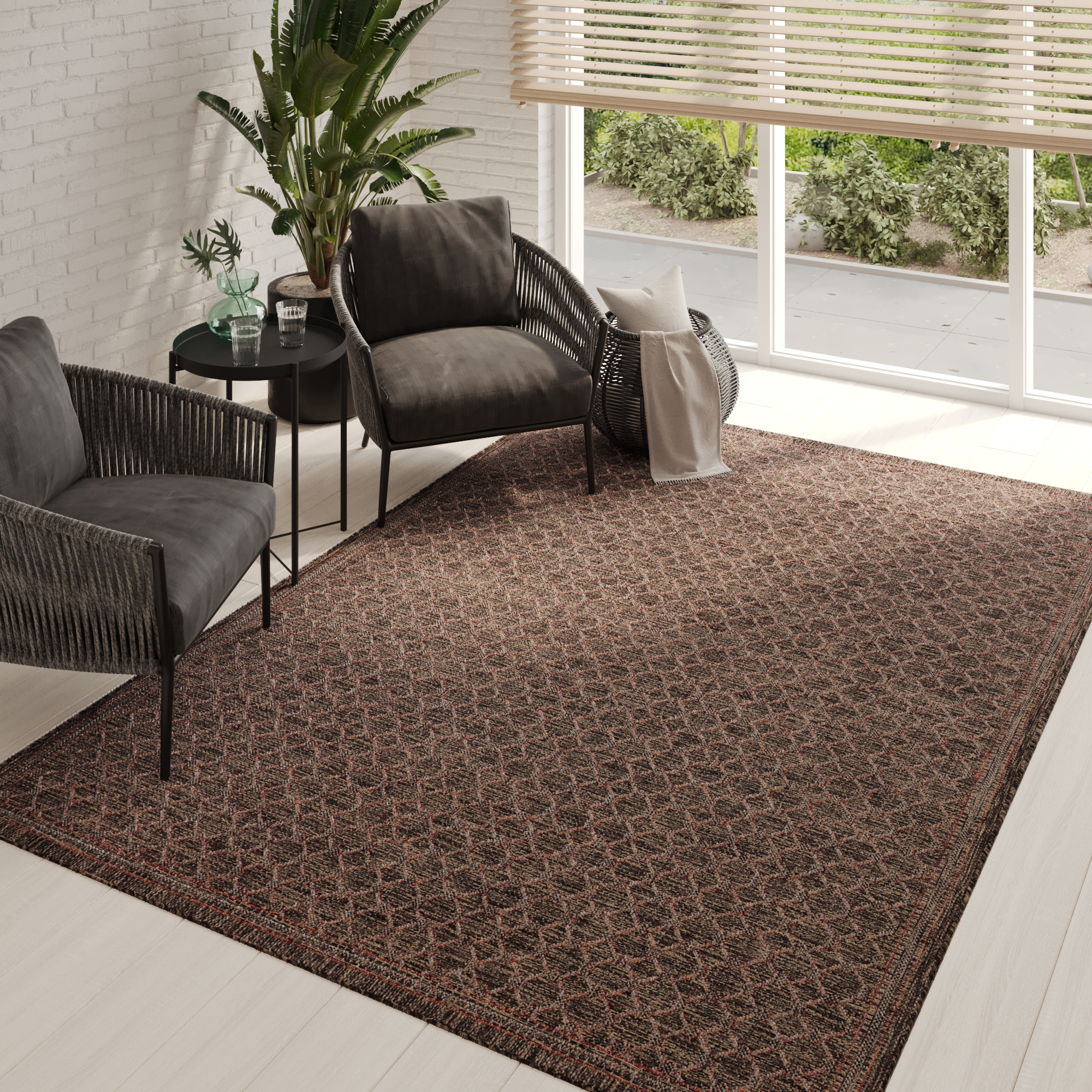 Covor Exterior Melissa Maro Închis Romburi