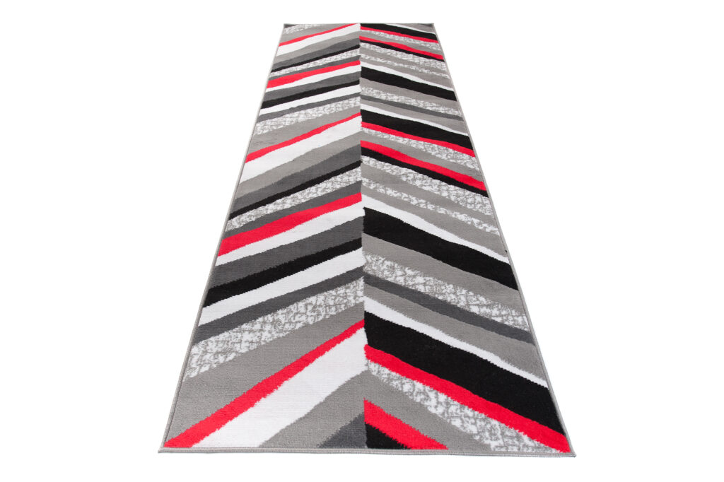Covor Traversă Maya Gri Roșu Geometric Linii