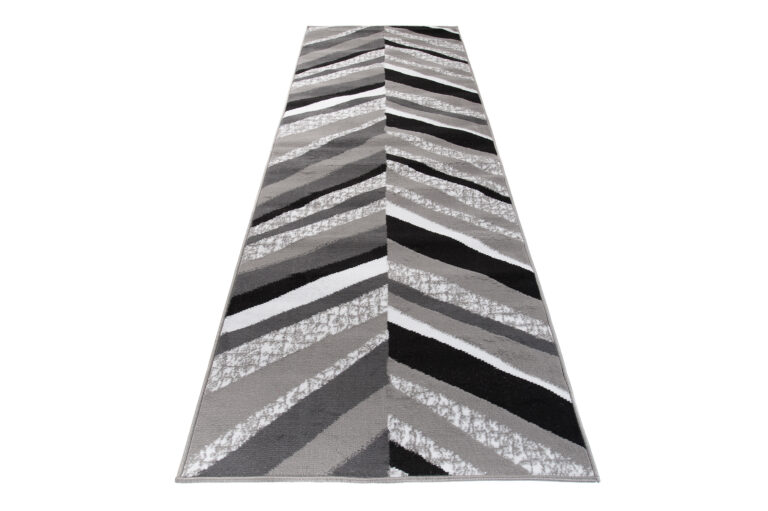 Covor Traversă Maya Gri Negru Geometric Linii