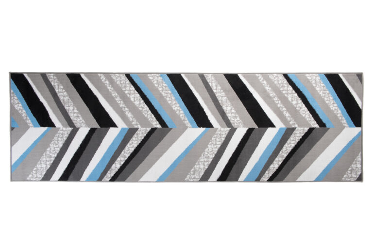 Covor Traversă Maya Gri Albastru Geometric Linii