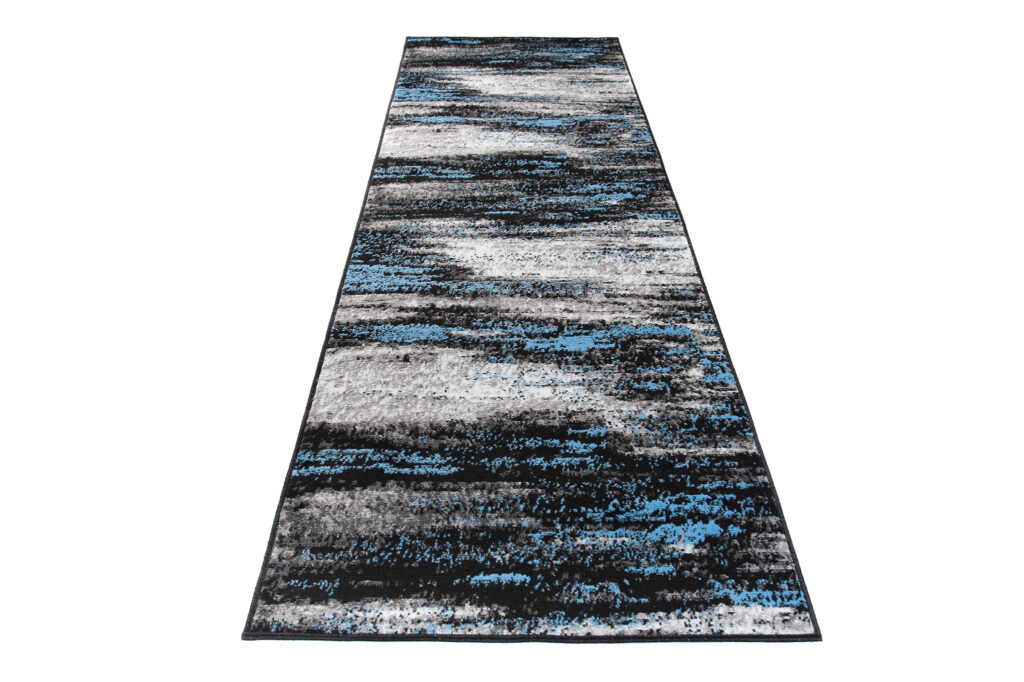Covor Traversă Maya Gri Negru Albastru Abstract
