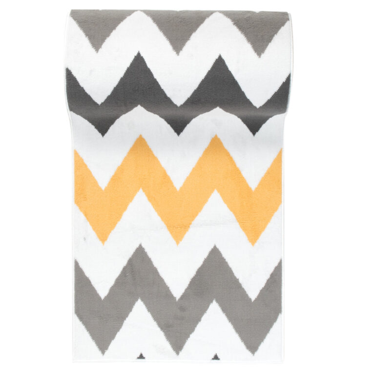 Covor Traversă Maya Gri Galben Geometric ZigZag