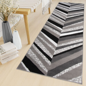 Covor Traversă Maya Gri Negru Geometric Linii