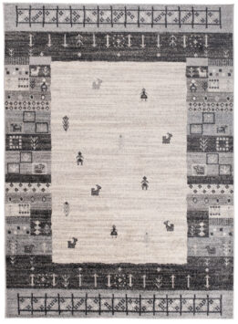 Covor Sari Gri Crem Etnic Ramă