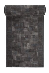 Covor Traversă Antiderapant Gri Închis Albastru Închis