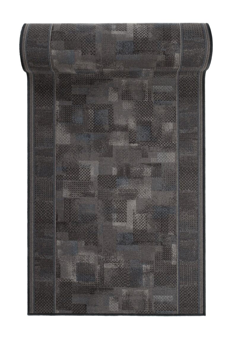 Covor Traversă Antiderapant Gri Închis Albastru Închis