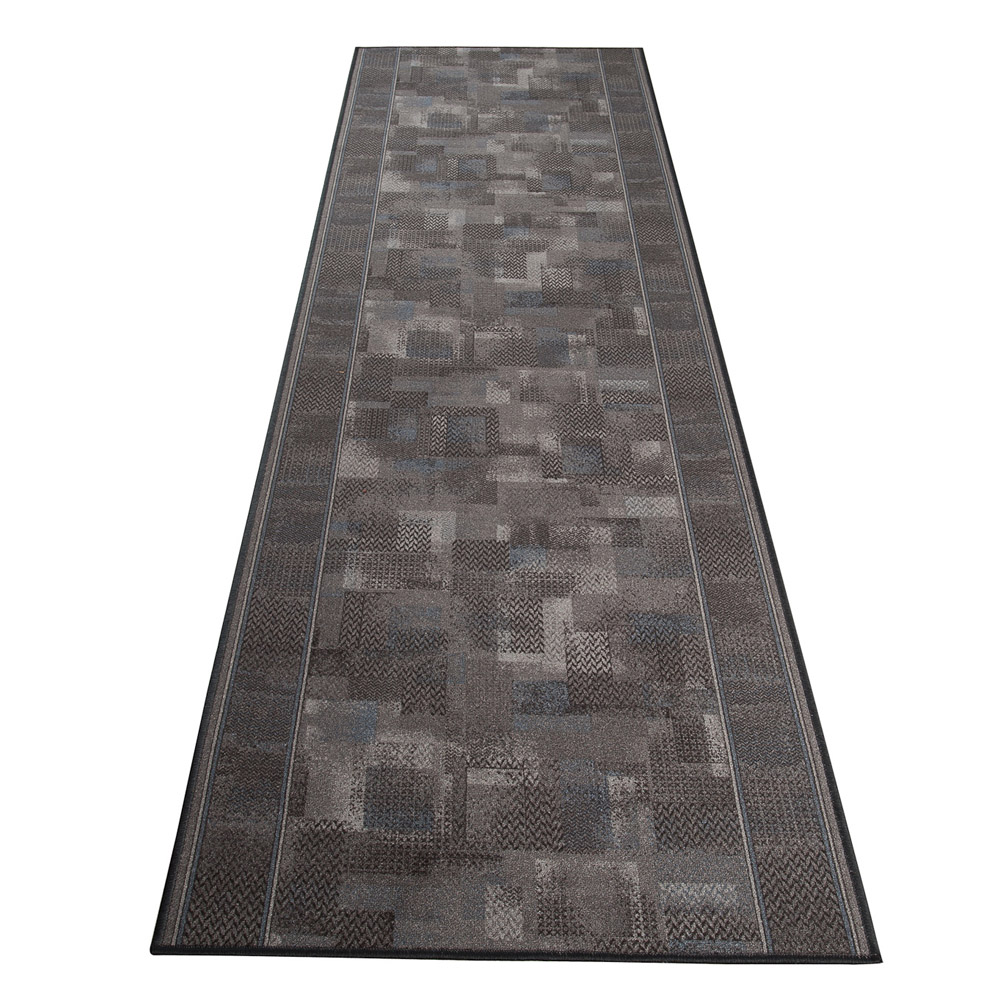 Covor Traversă Antiderapant Gri Închis Albastru Închis