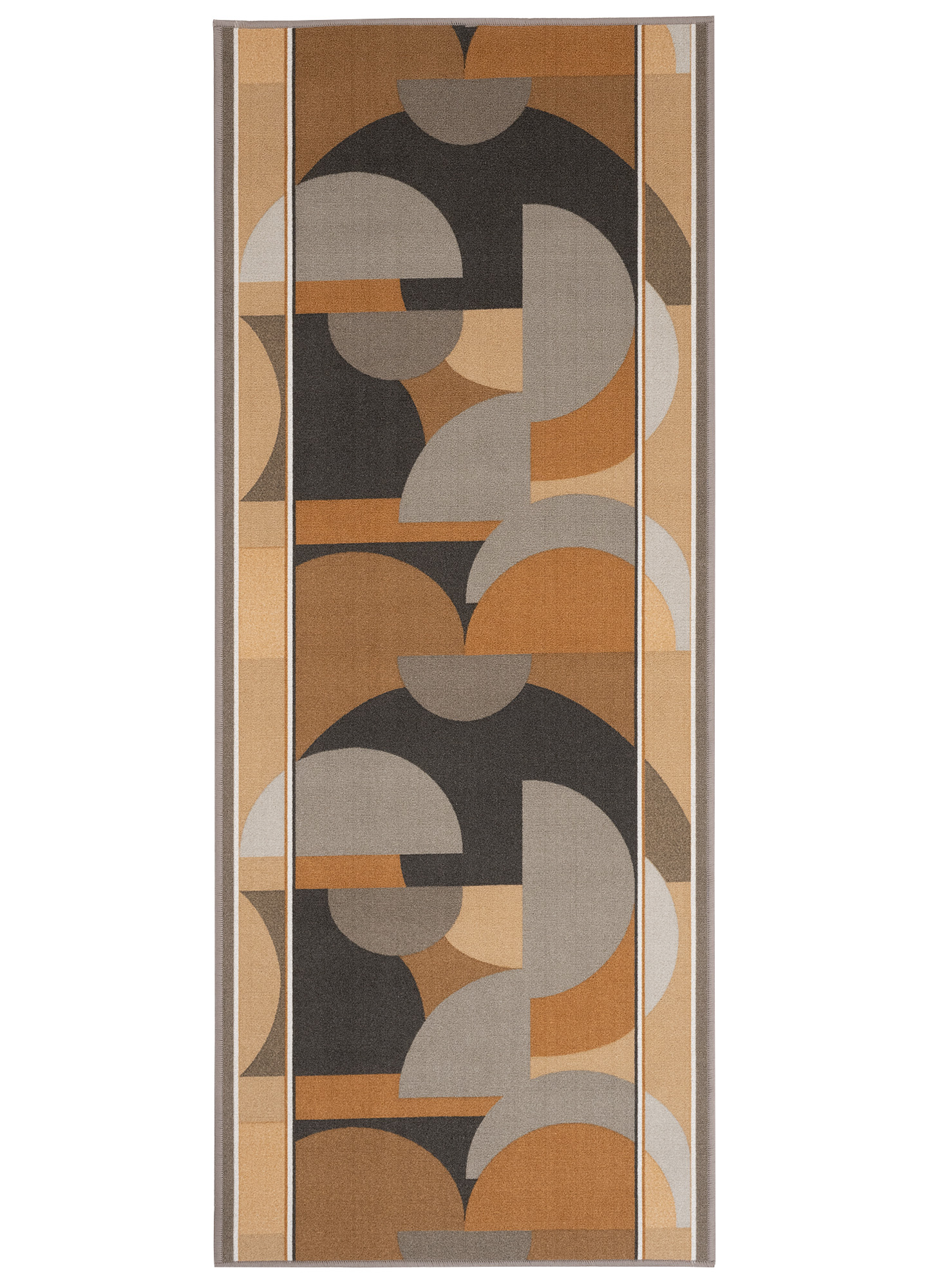 Covor Traversă Antiderapant Maro Gri Semicercuri