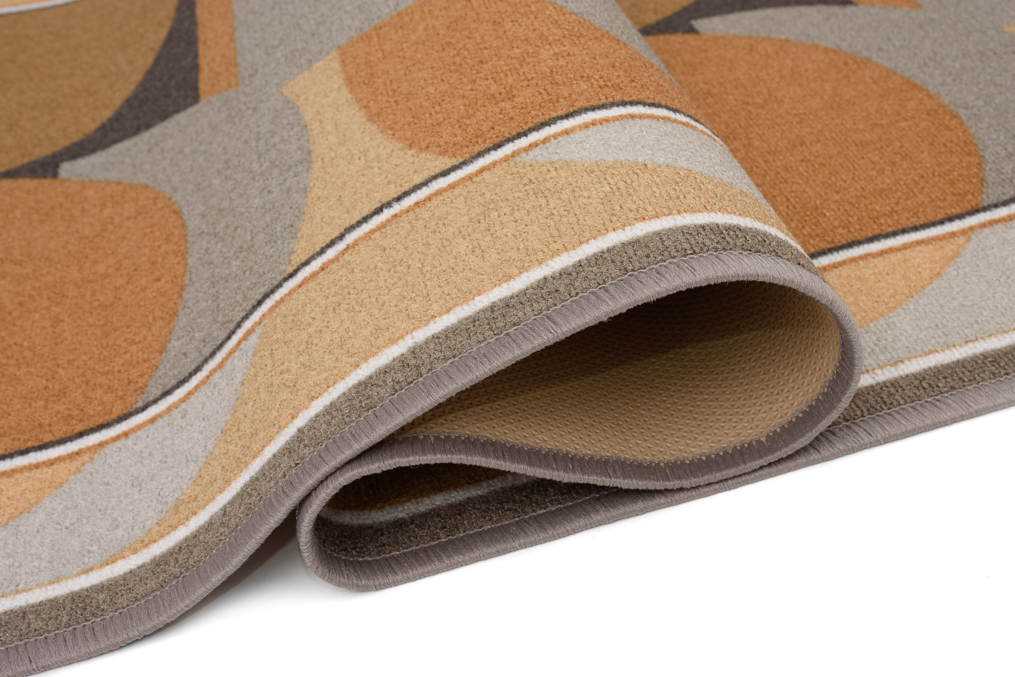 Covor Traversă Antiderapant Maro Gri Semicercuri