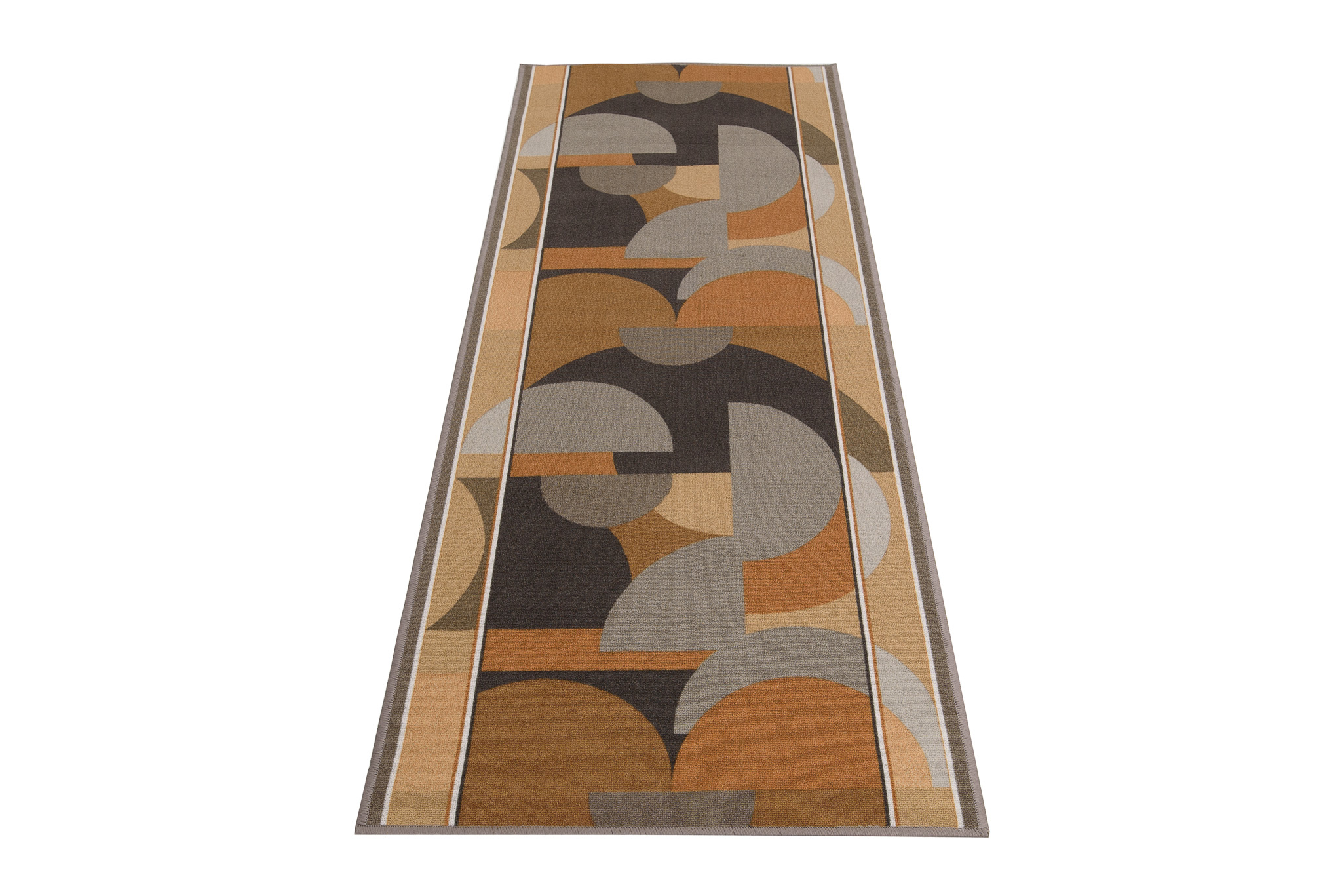 Covor Traversă Antiderapant Maro Gri Semicercuri