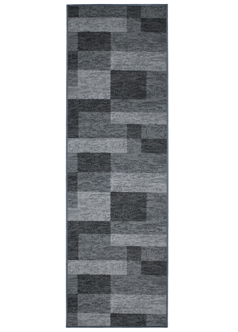 Covor Traversă Antiderapant Gri Geometric