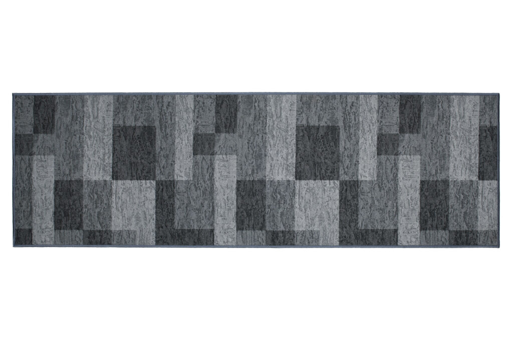 Covor Traversă Antiderapant Gri Geometric