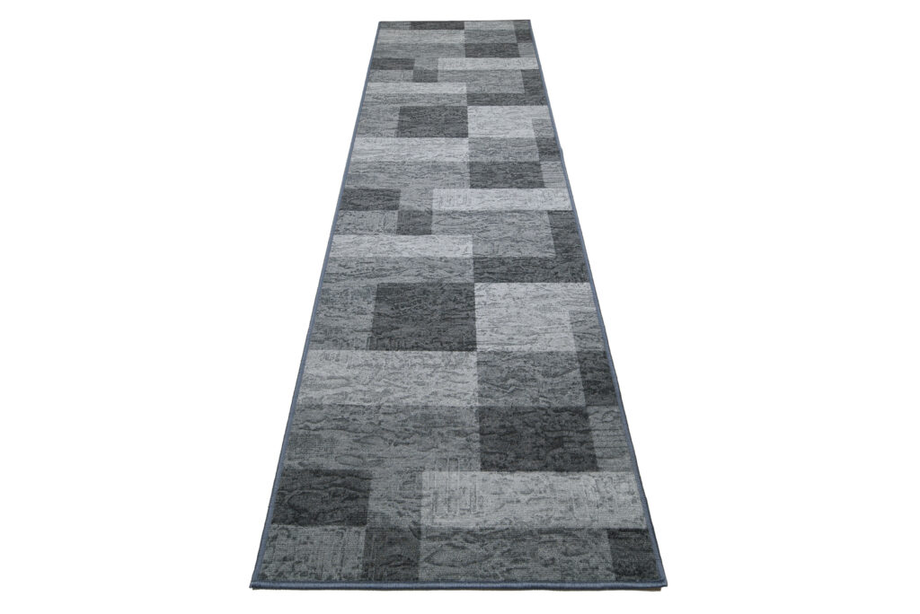 Covor Traversă Antiderapant Gri Geometric