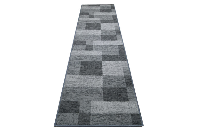 Covor Traversă Antiderapant Gri Geometric