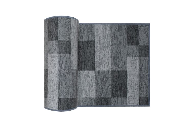 Covor Traversă Antiderapant Gri Geometric