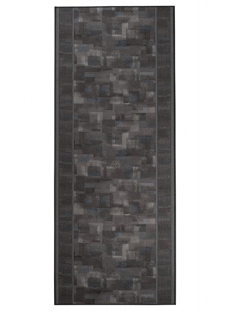 Covor Traversă Antiderapant Gri Închis Albastru Închis