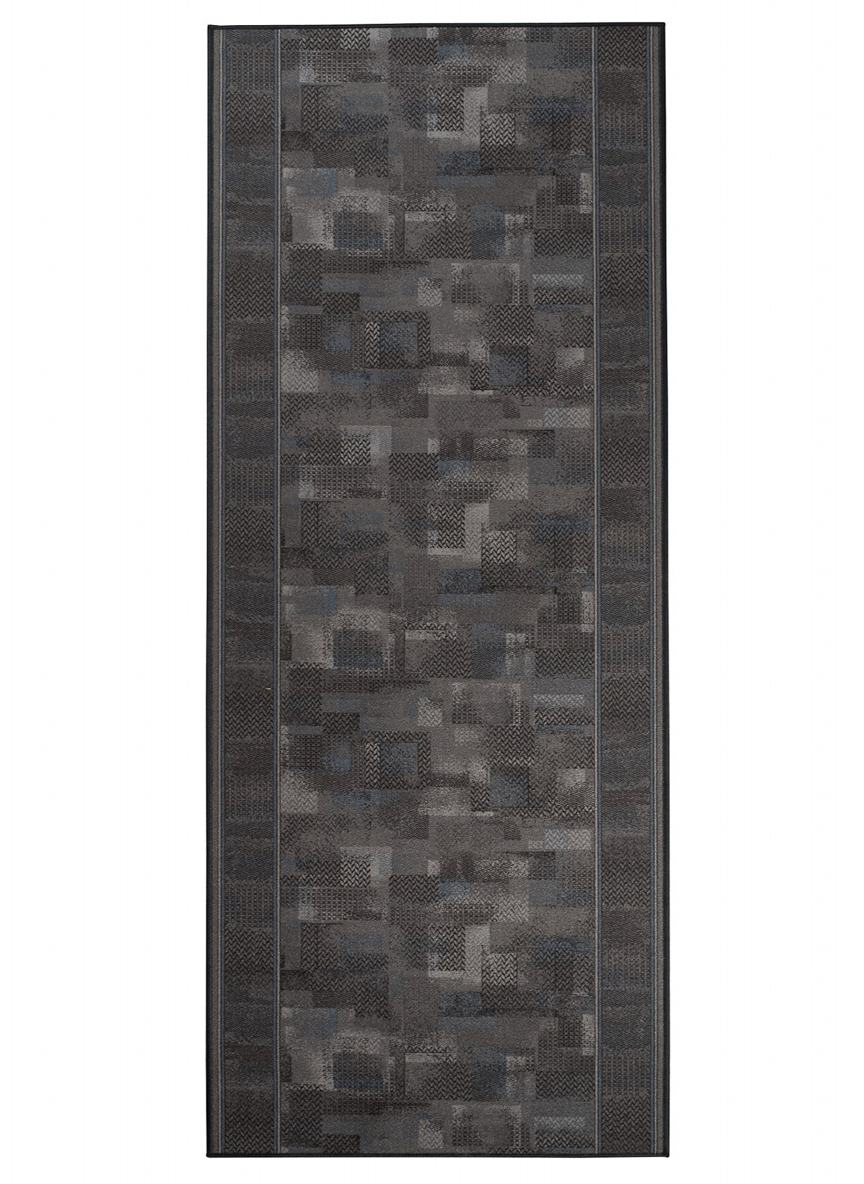 Covor Traversă Antiderapant Gri Închis Albastru Închis