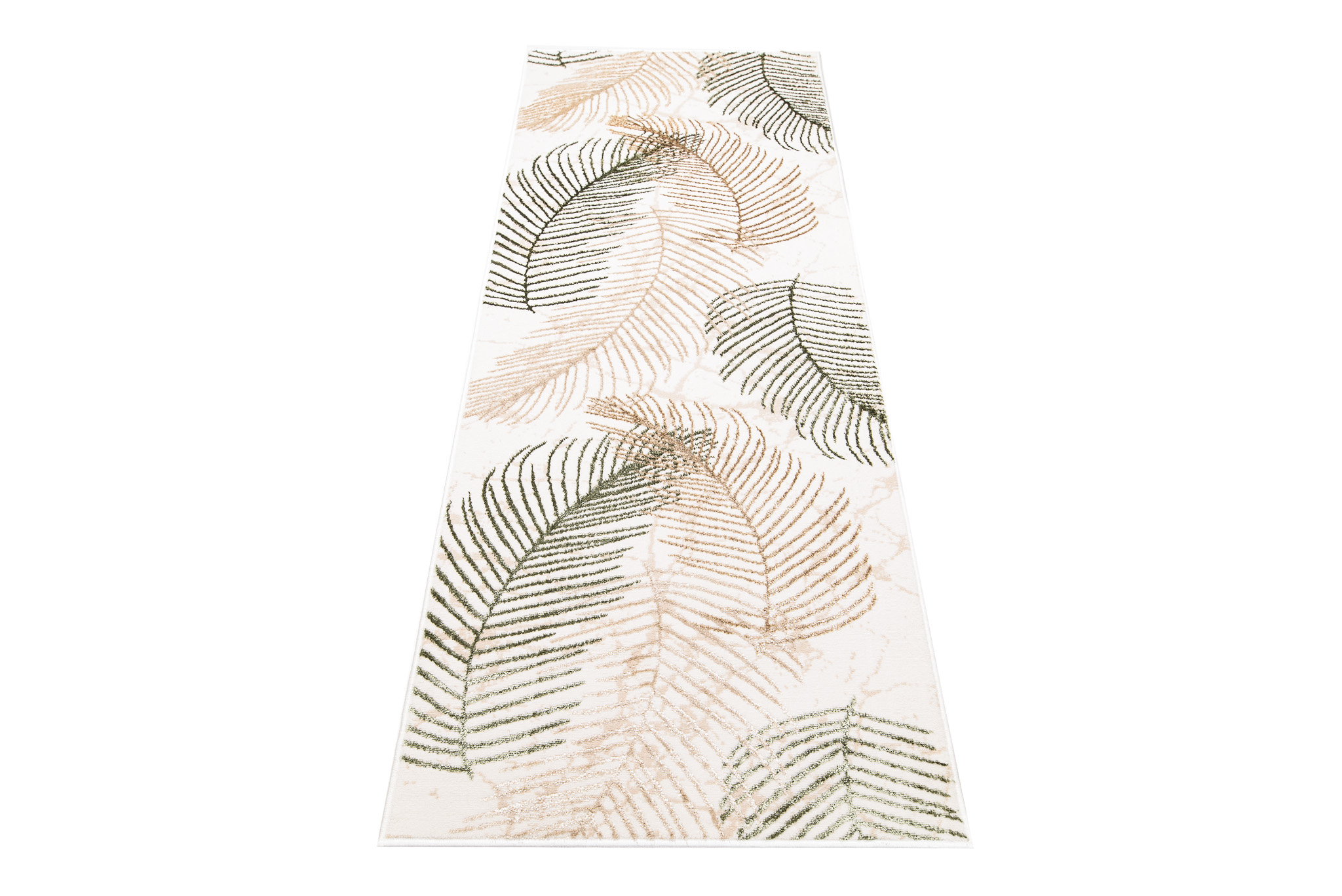 Covor Traversă Crystal Bej Verde Frunze