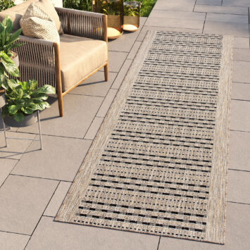 Covor Traversă Melissa Maro Negru Dungi Indoor Outdoor