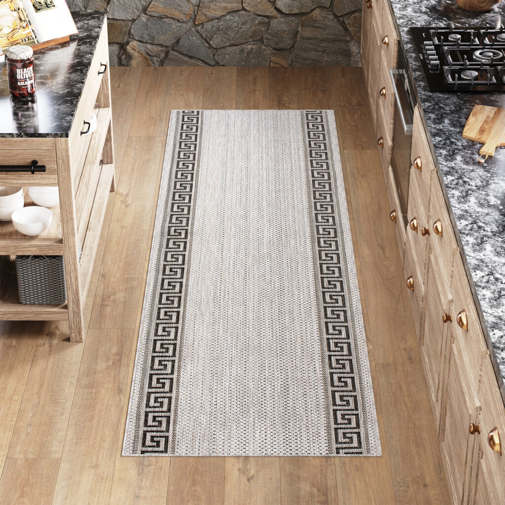 Covor Traversă Melissa Gri Negru ZigZag Indoor Outdoor