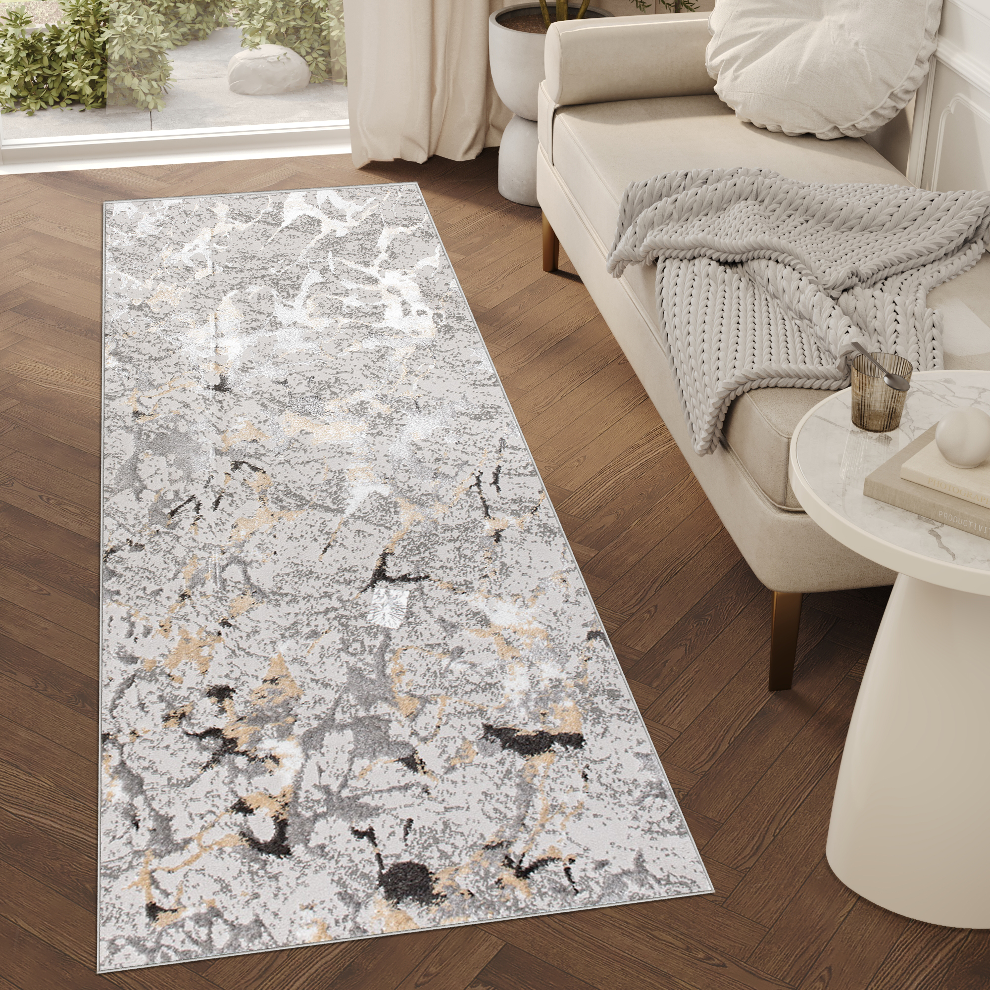 Covor Traversă Crystal Gri Bej Abstract