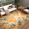 Covor Exterior Patio Multicolor Motiv Frunze