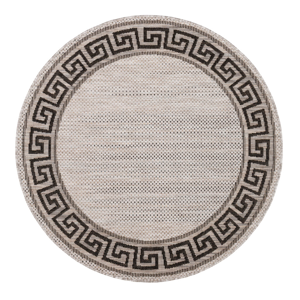 Covor Melissa Rotund Gri Negru ZigZag Indoor Outdoor