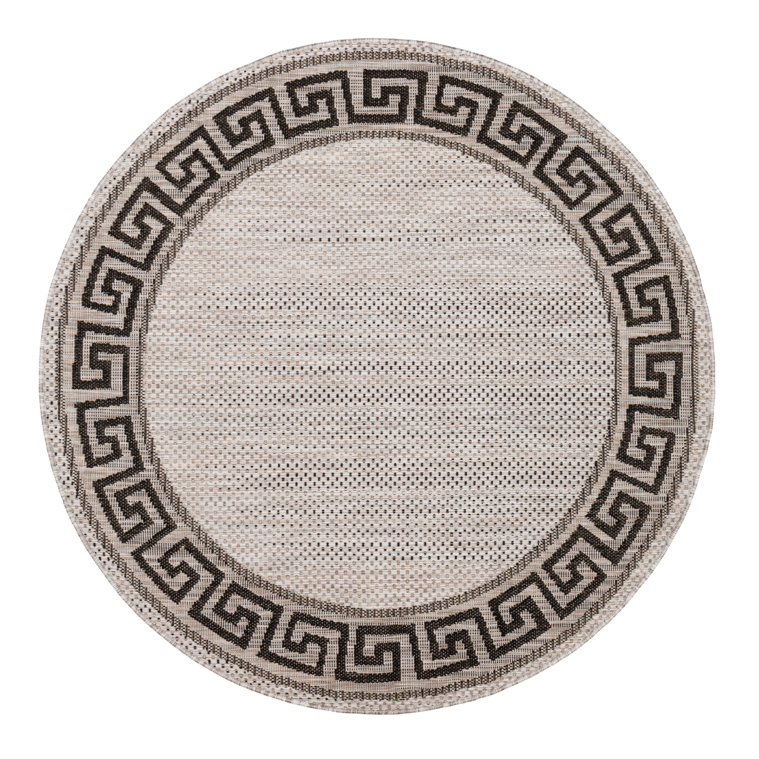 Covor Melissa Rotund Gri Negru ZigZag Indoor Outdoor