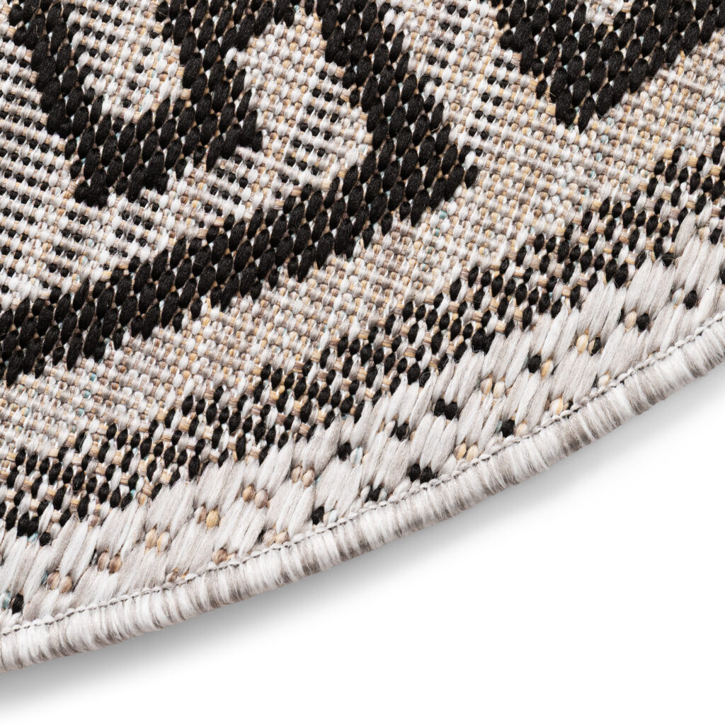 Covor Melissa Rotund Gri Negru ZigZag Indoor Outdoor