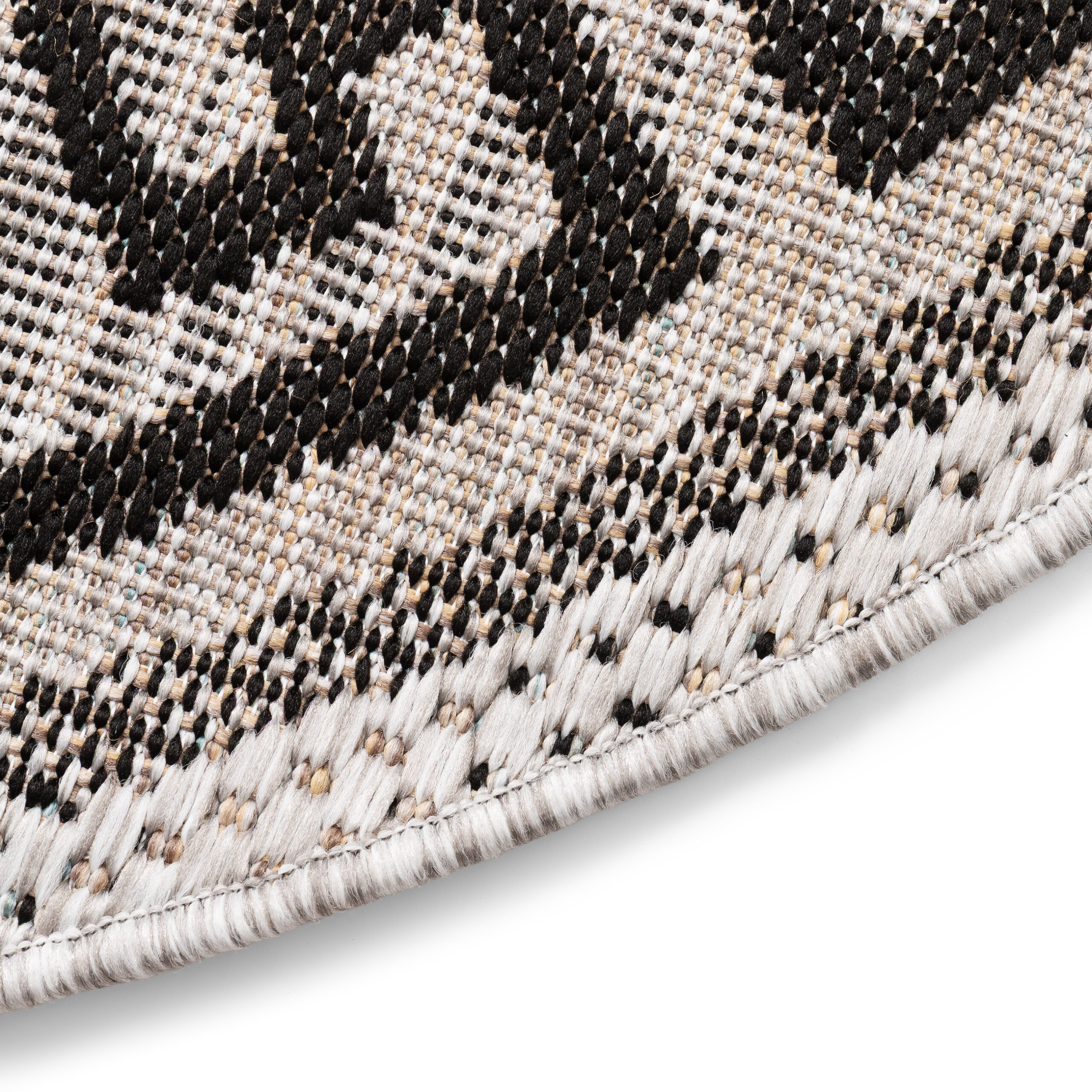 Covor Melissa Rotund Gri Negru ZigZag Indoor Outdoor